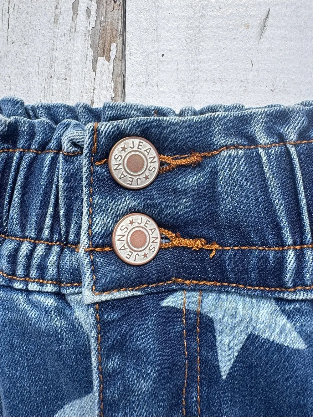 Star Print Denim Shorts